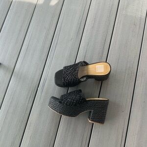 New Dolce Vita Black Woven Platform Mules
